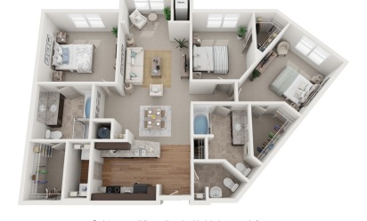 The Glenridge - 3 bedroom floorplan layout with 2.5 bath and 1421 square feet