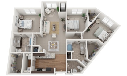 The Glenridge - 3 bedroom floorplan layout with 2.5 bath and 1421 square feet