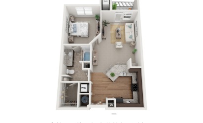 The St. Joseph - 1 bedroom floorplan layout with 1 bath and 750 to 824 square feet