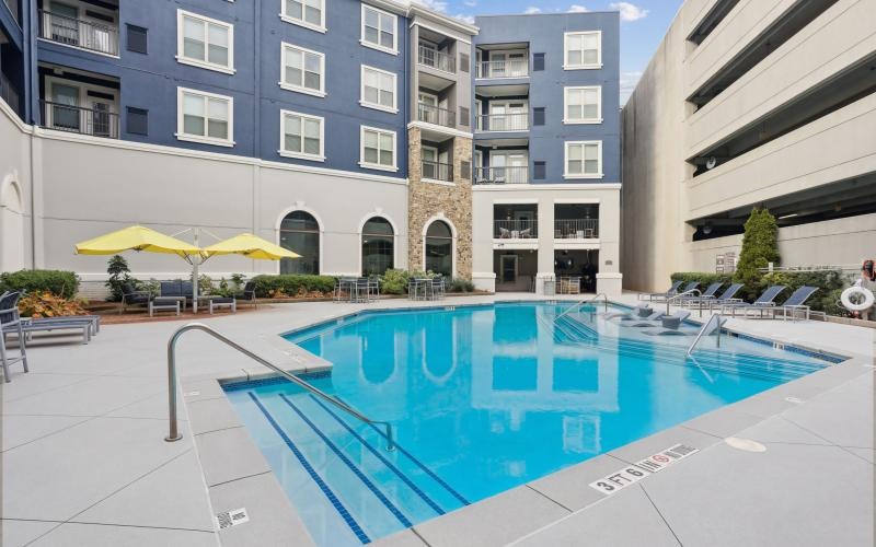 a swimming pool in a backyard